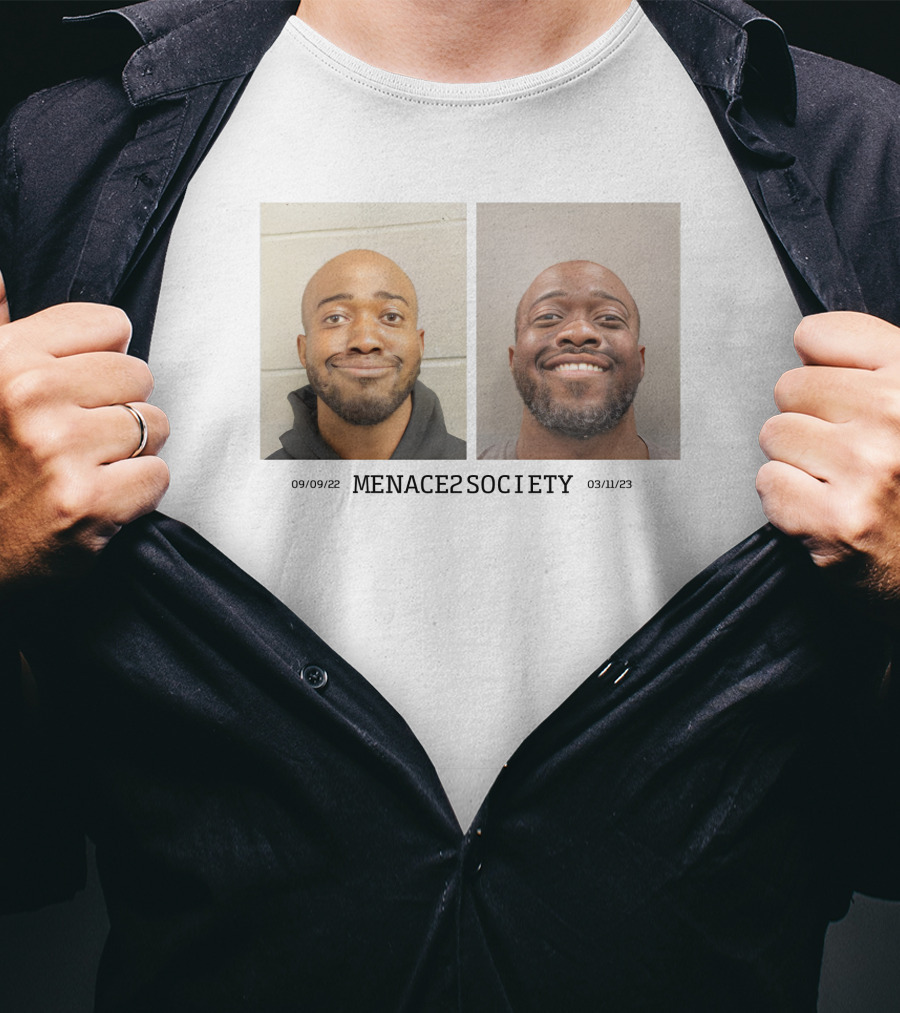 MENACE2SOCIETY Raw Dog It Shot Mugshot Duo T-Shirt