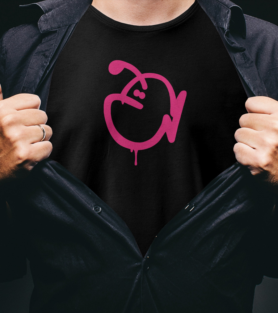 Drippy Fish Graffiti Art Pink Outline T-Shirt