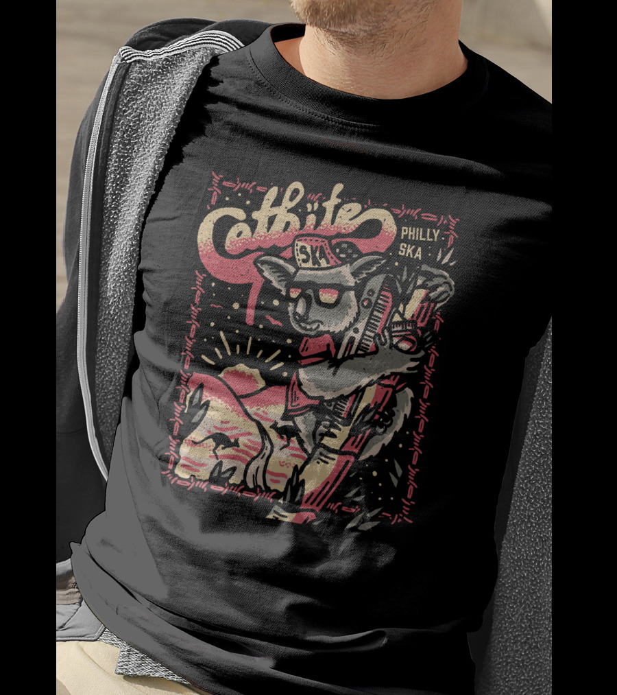 Catbite Philly Ska Koala In Sunglasses Retro Sunset Scene T-Shirt