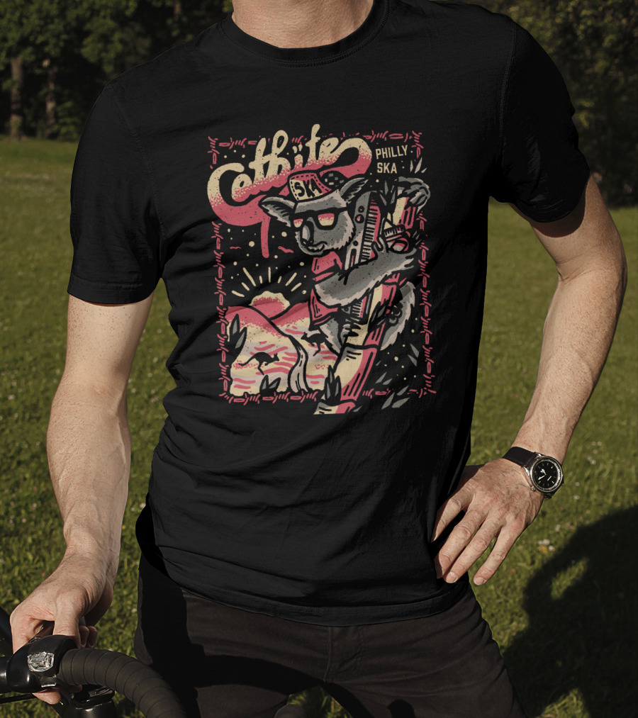 Catbite Philly Ska Koala In Sunglasses Retro Sunset Scene T-Shirt