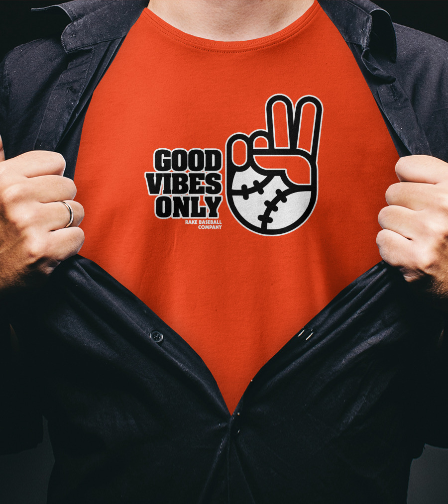 Good Vibes Only Peace Baseball Rake Baseball Company T-Shirt