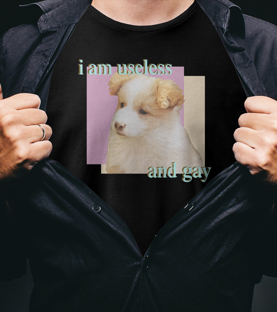 I Am Useless And Gay Fluffy Puppy T-Shirt