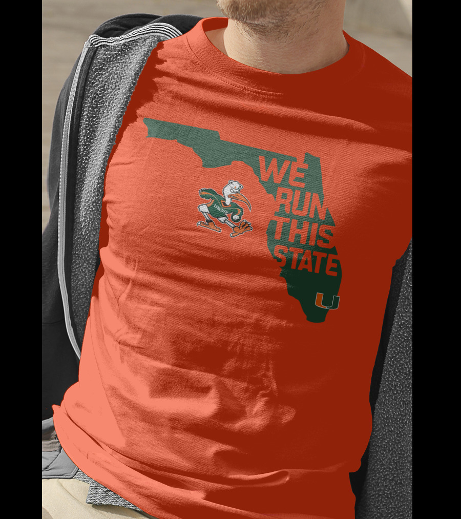 We Run This State Miami Hurricanes Florida Map Vector T-Shirt