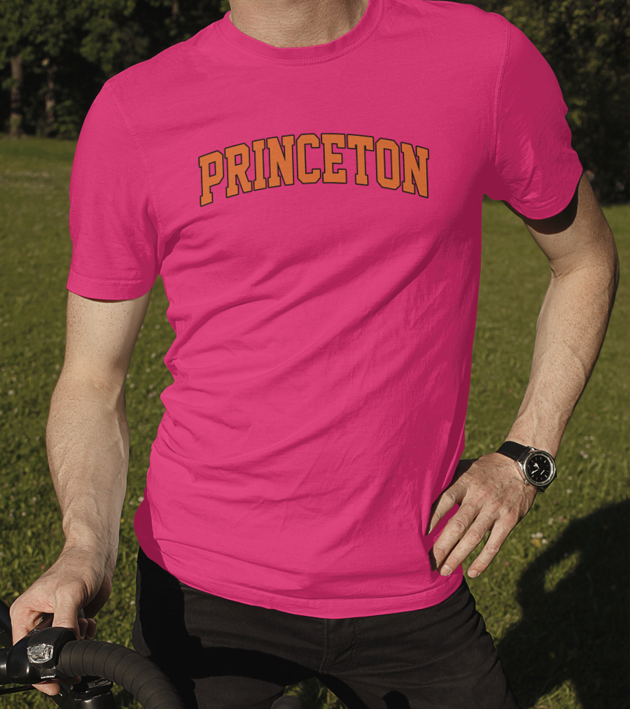 Princeton Arch Style Text Bold Pink Background T-Shirt