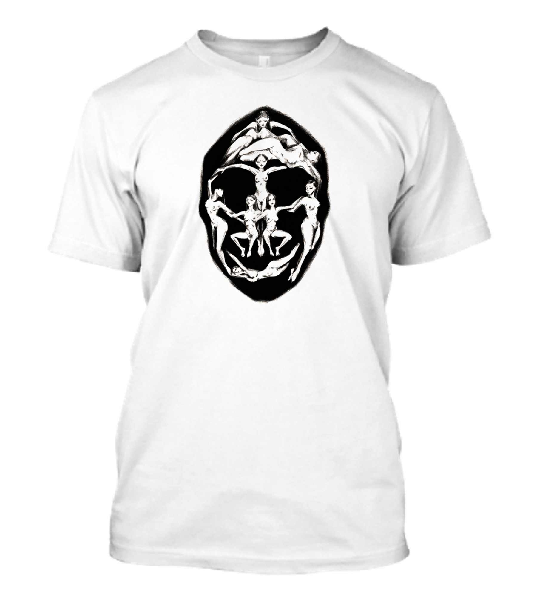 Dali Recreation Skull Illusion Formed By Human Figures T-Shirt