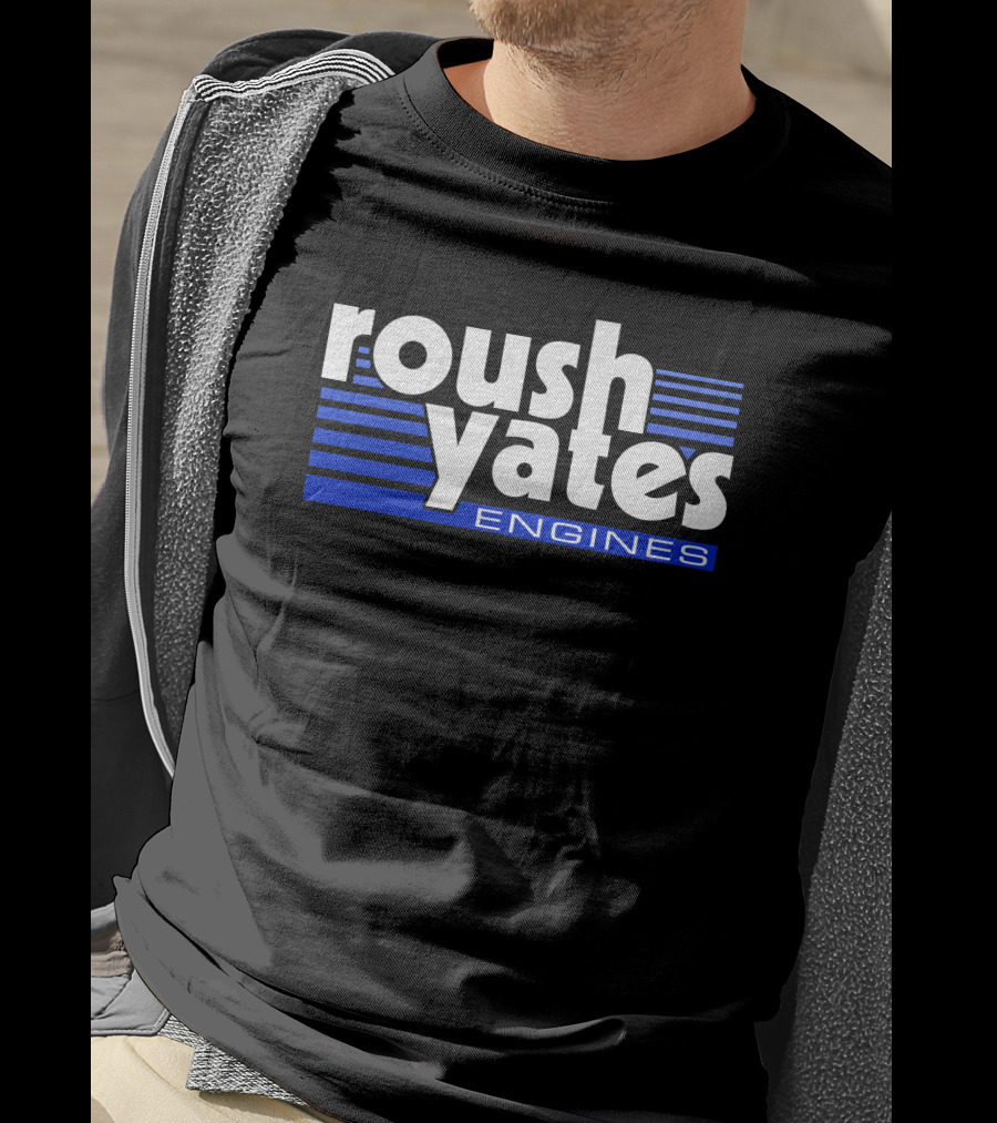 Roush Yates Engines Logo Blue Stripes T-Shirt