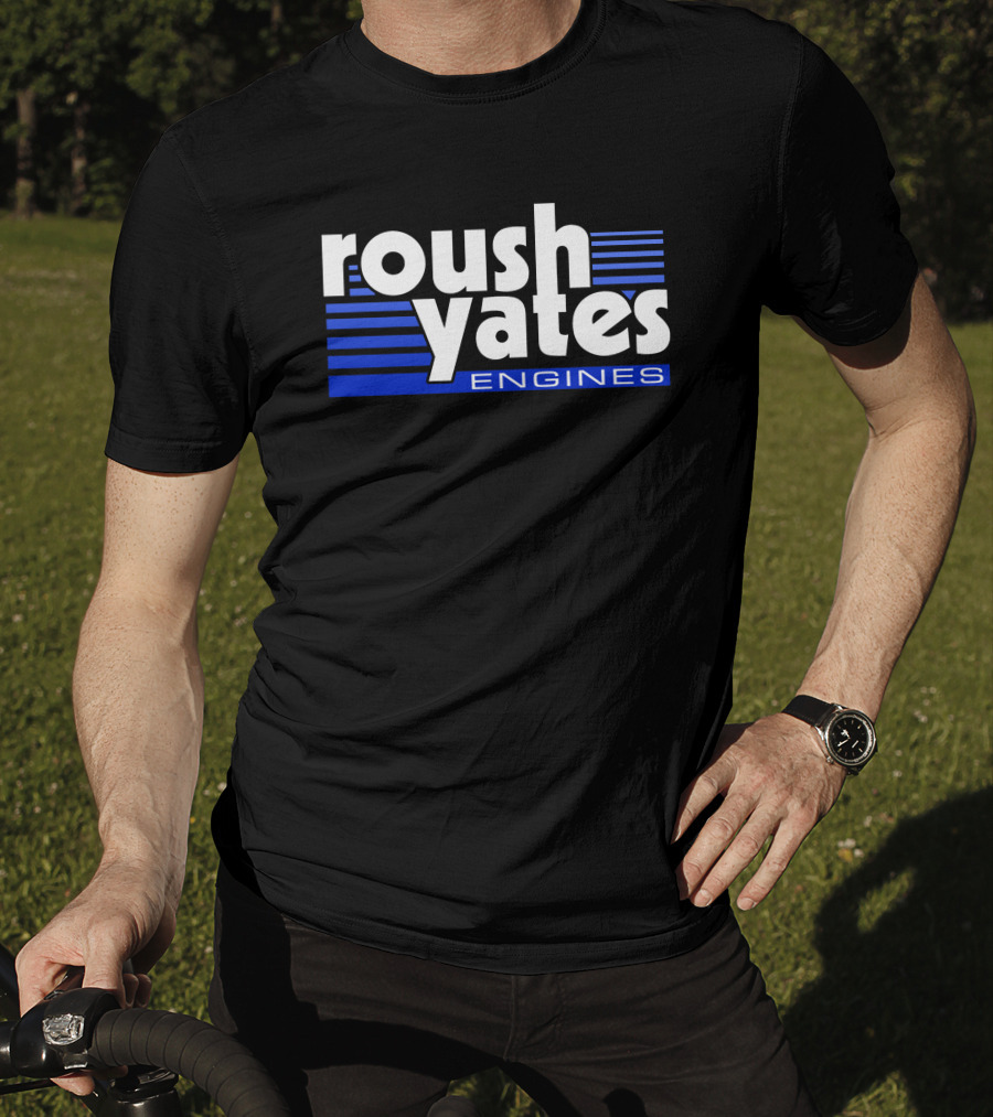 Roush Yates Engines Logo Blue Stripes T-Shirt