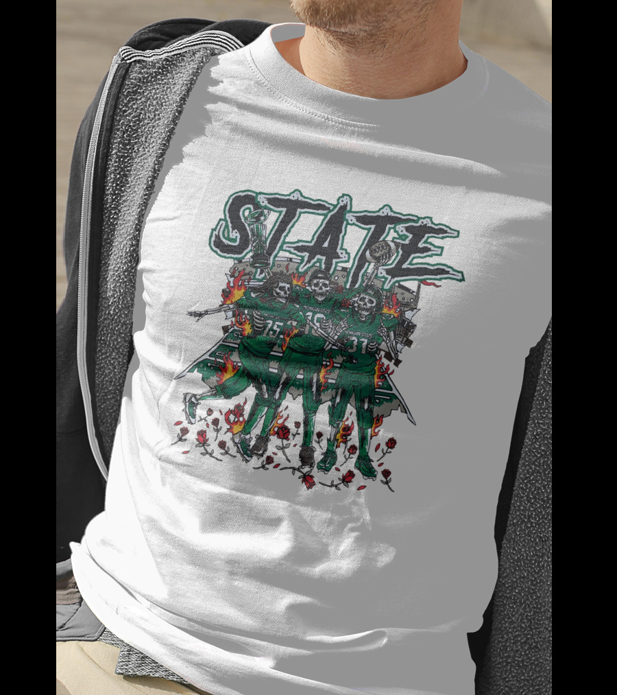 Sana Detroit Michigan State Football Skeletons In Flames T-Shirt