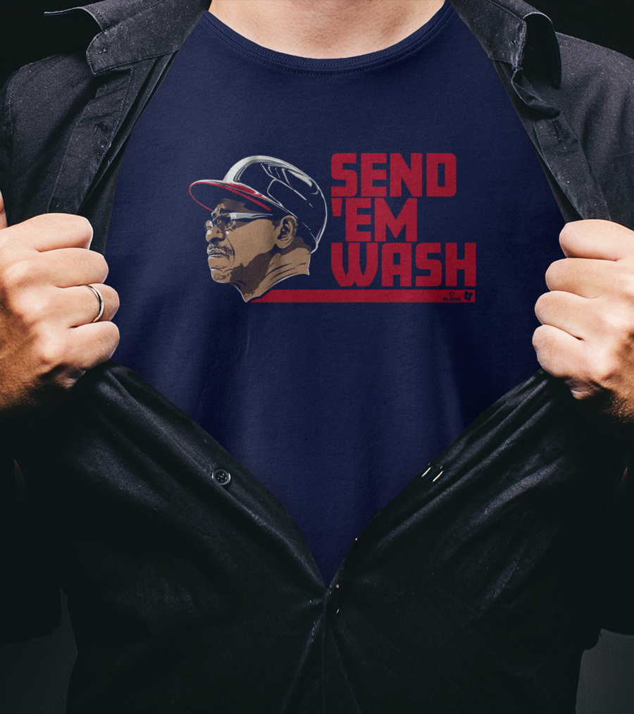 Ben Verlander Wearing Send 'Em Wash Ron Washington Flippin' Bats Podcast T-Shirt