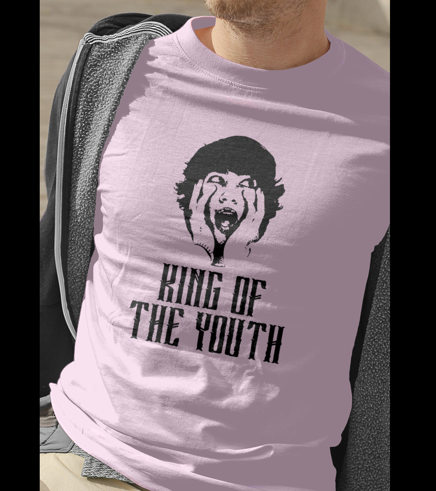 Baylen Levine Merch Store King Of The Youth Pink Graphic Featuring Shouting Face T-Shirt