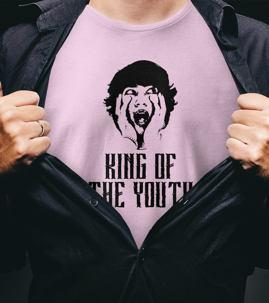 Baylen Levine Merch Store King Of The Youth Pink Graphic Featuring Shouting Face T-Shirt