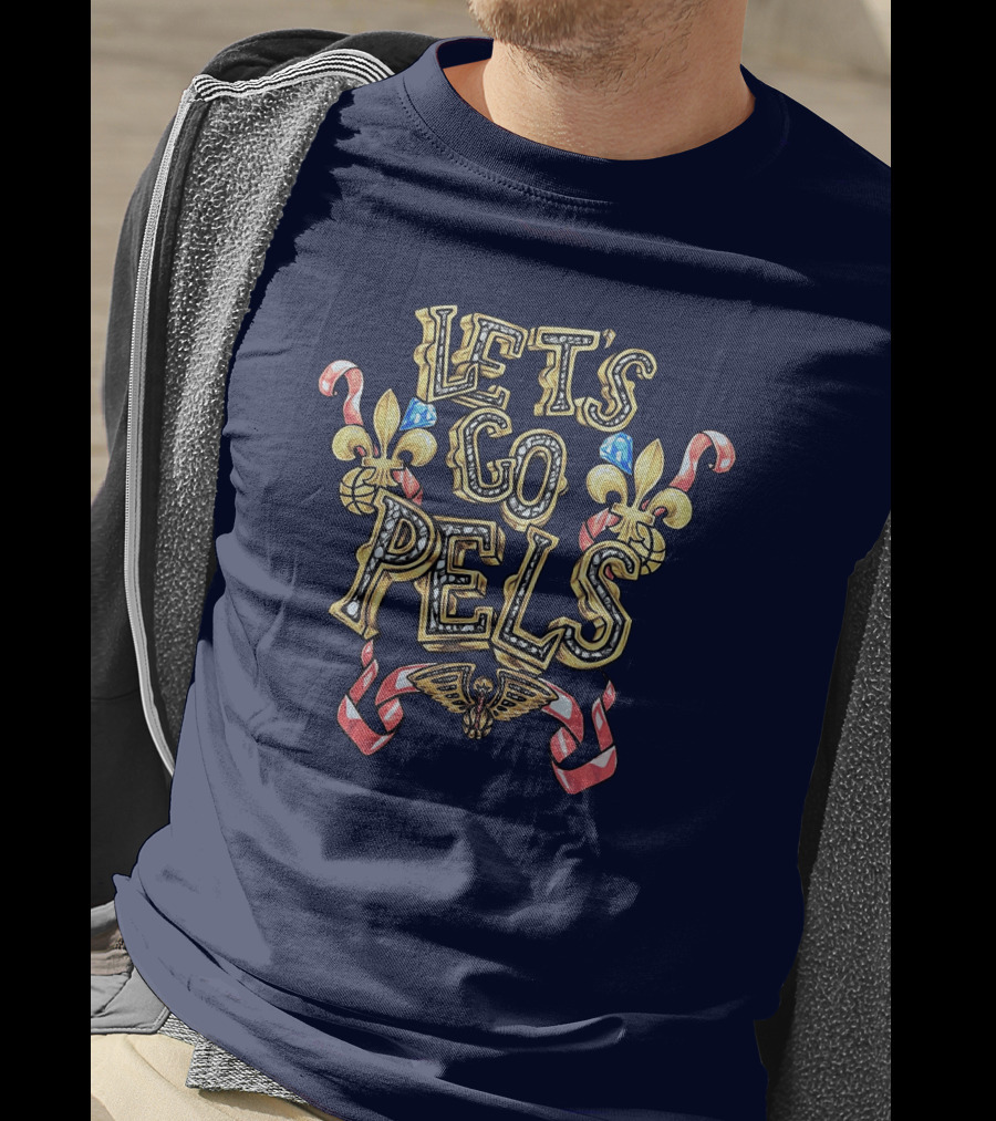 New Orleans Pelicans Let's Go Pels Fleur-de-Lis Basketball Elements T-Shirt
