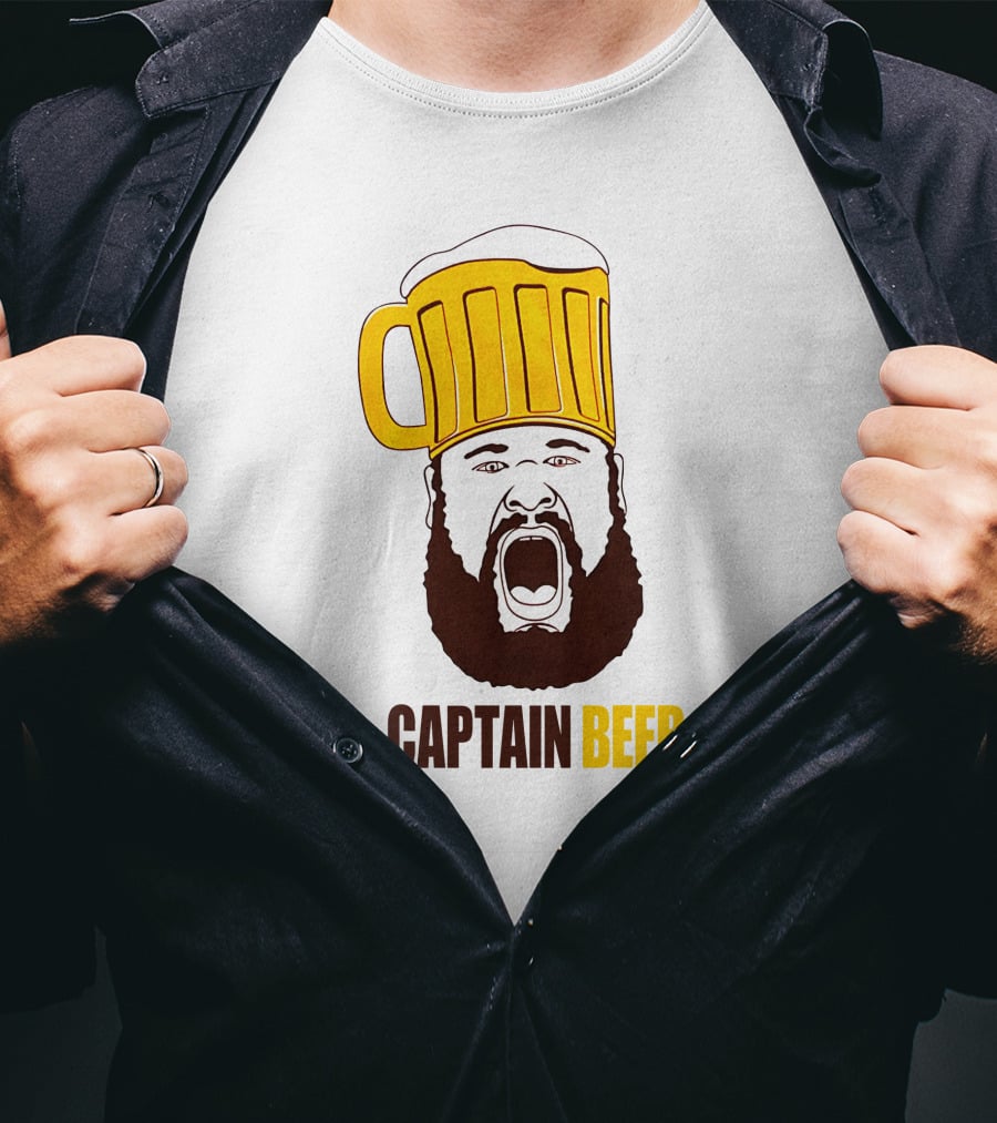 Dominic Grecco Captain Beer Mug Head Shouting Bearded Face T-Shirt