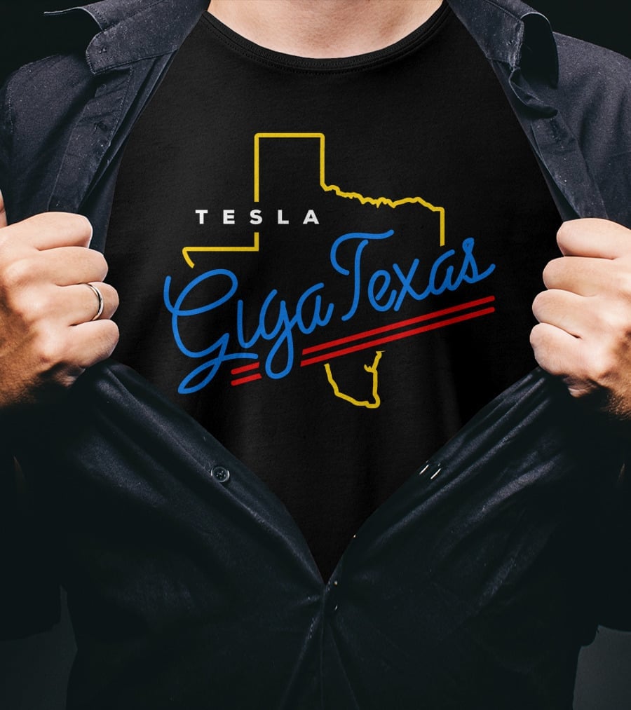 Tesla Giga Texas Neon Outline T-Shirt