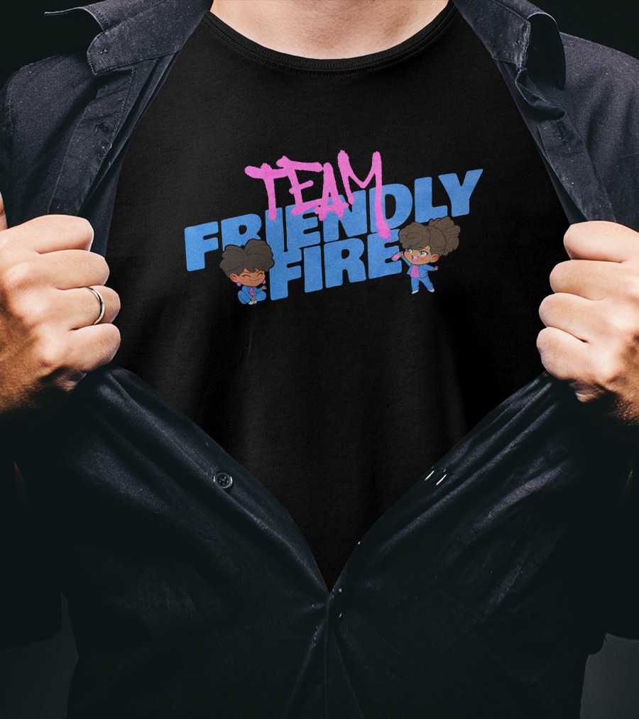 Rooster Teeth Store Team Friendly Fire Cartoon Characters T-Shirt