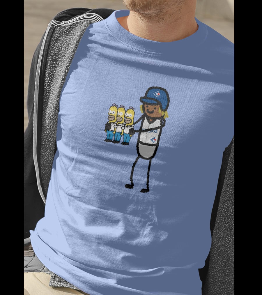 Toronto Blue Jays Vladimir Guerrero Jr. Holding Cartoon Characters And Three Homers T-Shirt