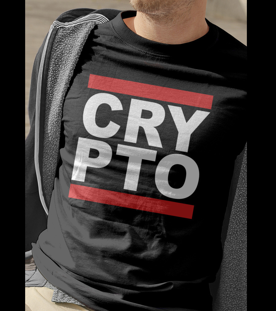 CRYPTO Bold Text Red Accents T-Shirt