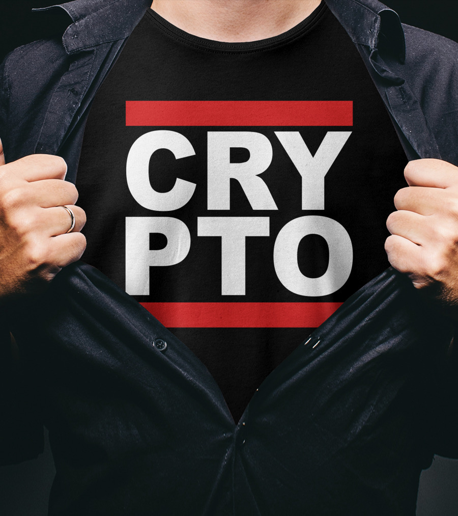 CRYPTO Bold Text Red Accents T-Shirt