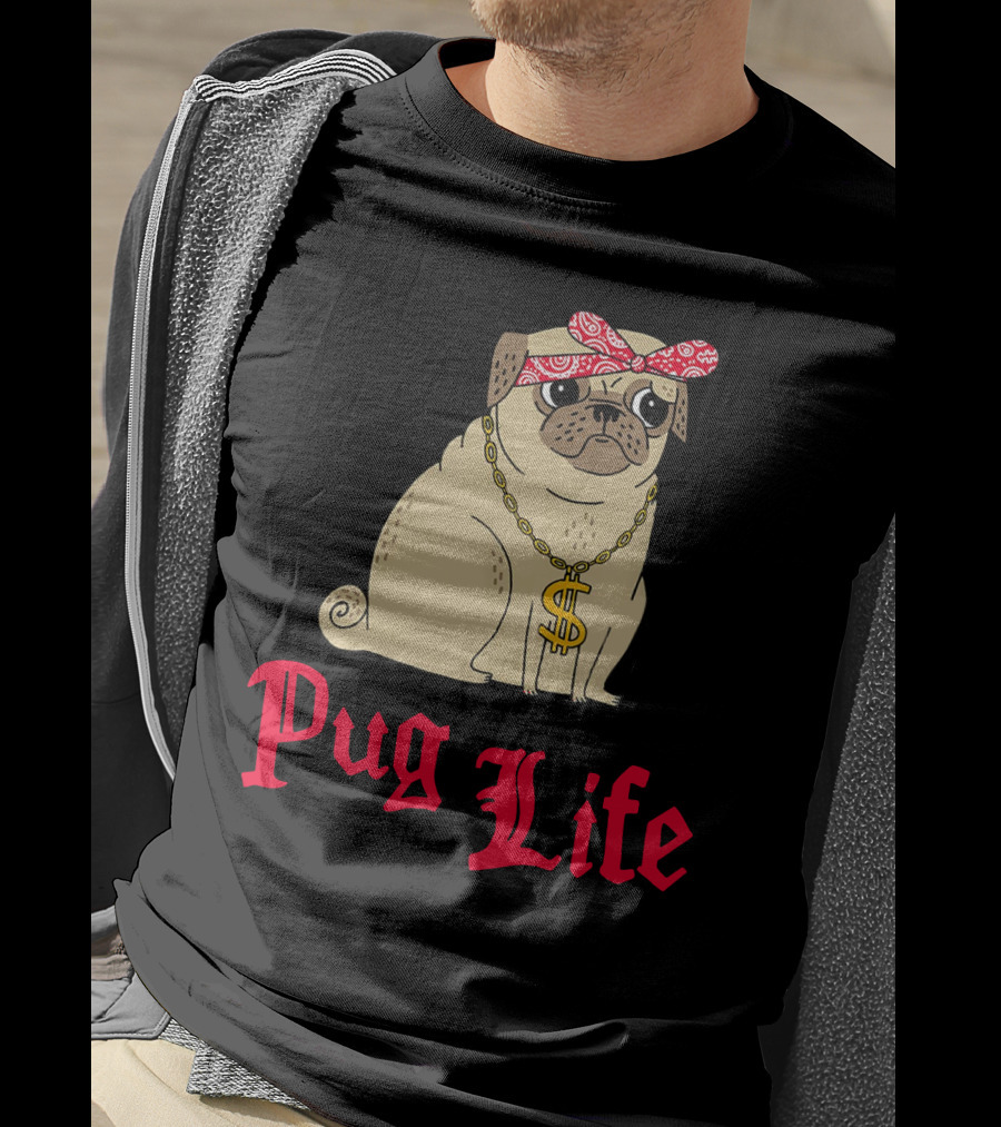 Gemma Correll Pug Life Dollar Sign Chain Bandana T-Shirt