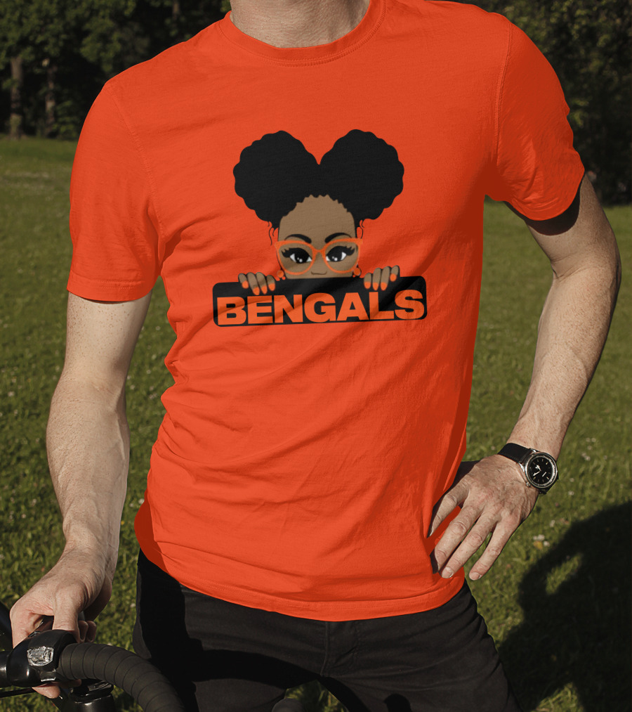 Rare Tagz Merch Bengals Girls Bengals Fanatic Afro T-Shirt