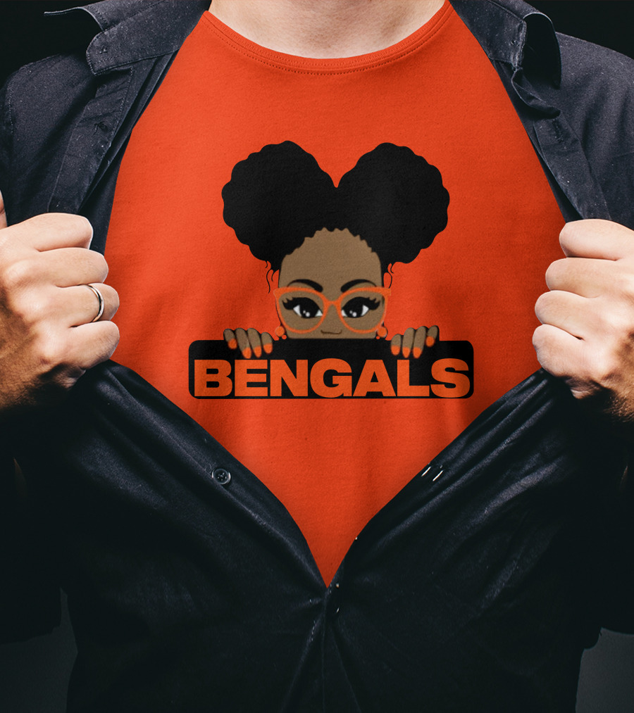 Rare Tagz Merch Bengals Girls Bengals Fanatic Afro T-Shirt