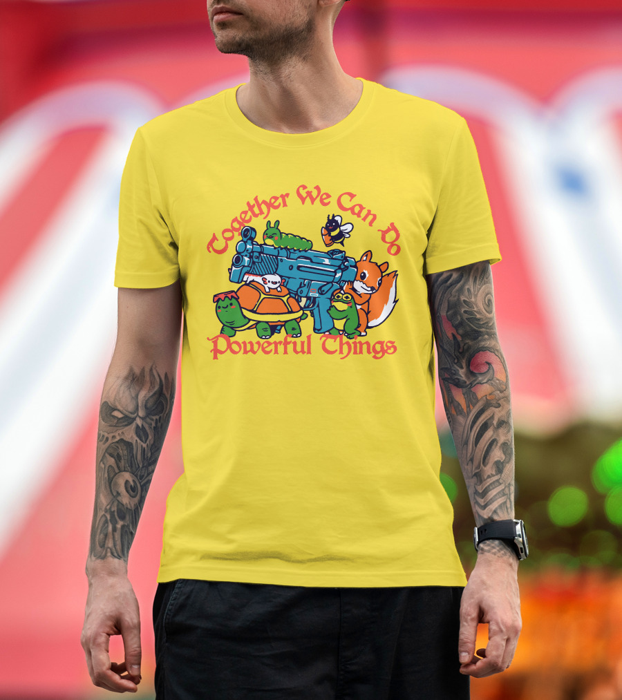 Together We Can Do Powerful Things Animals and Blue Water Gun T-Shirt
