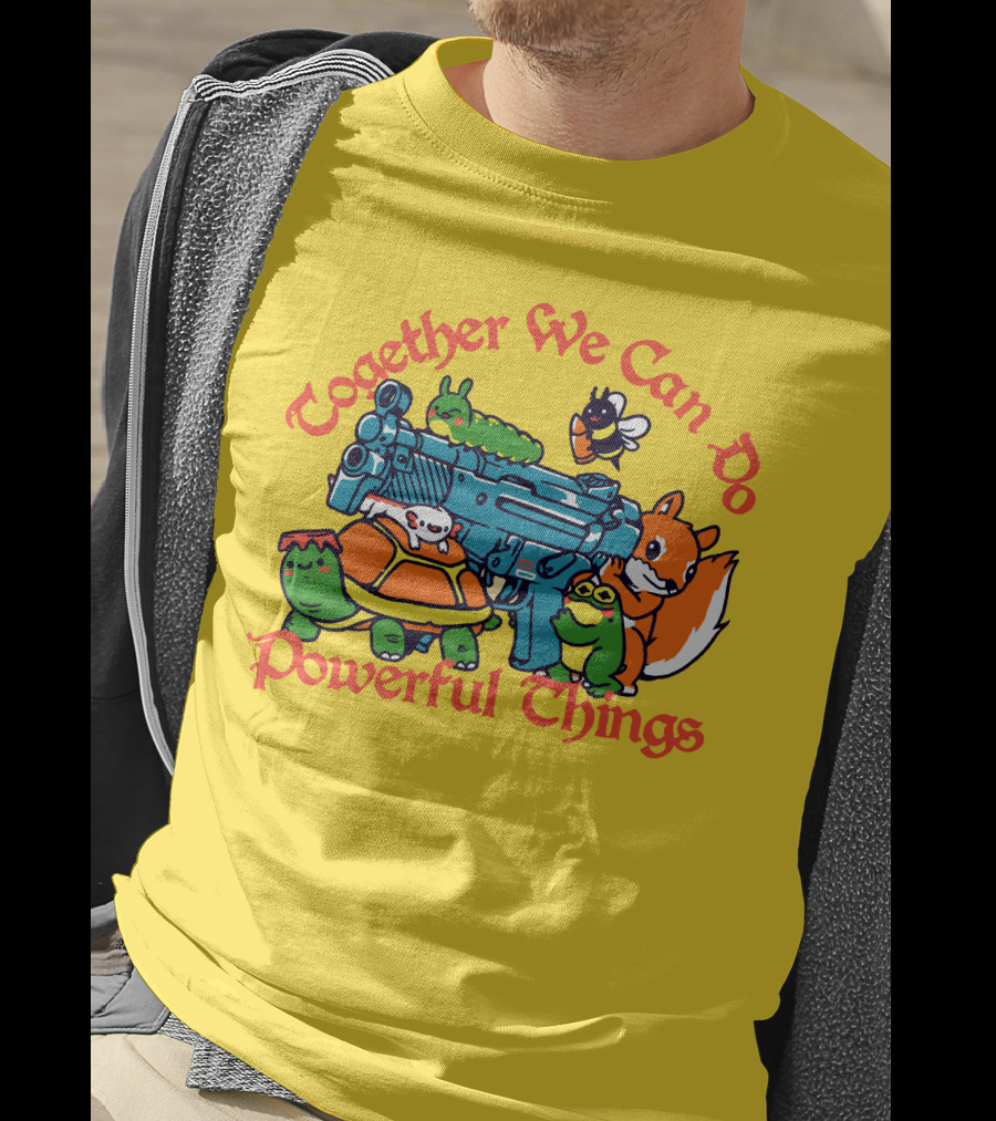 Together We Can Do Powerful Things Animals And Blue Water Gun T-Shirt