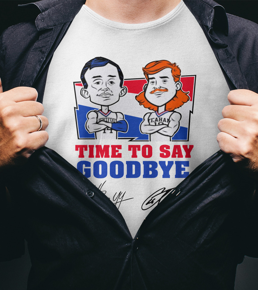 Mitch And Teahan Time To Say Goodbye Signatures And Cartoon Characters T-Shirt