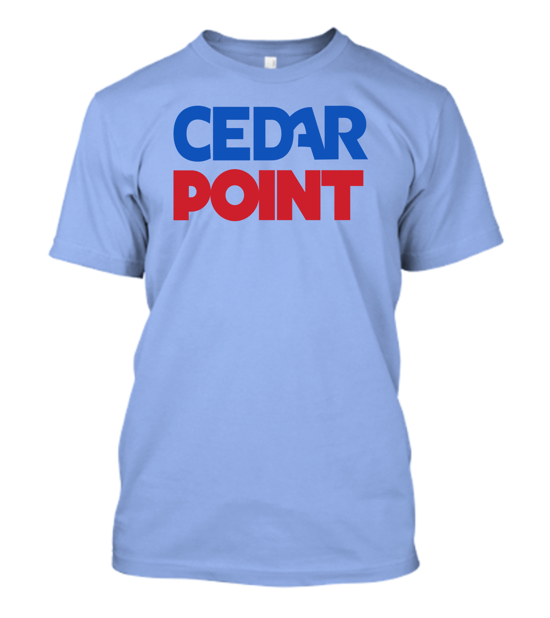 Cedar Point Bold Typography Theme In Blue And Red T-Shirt