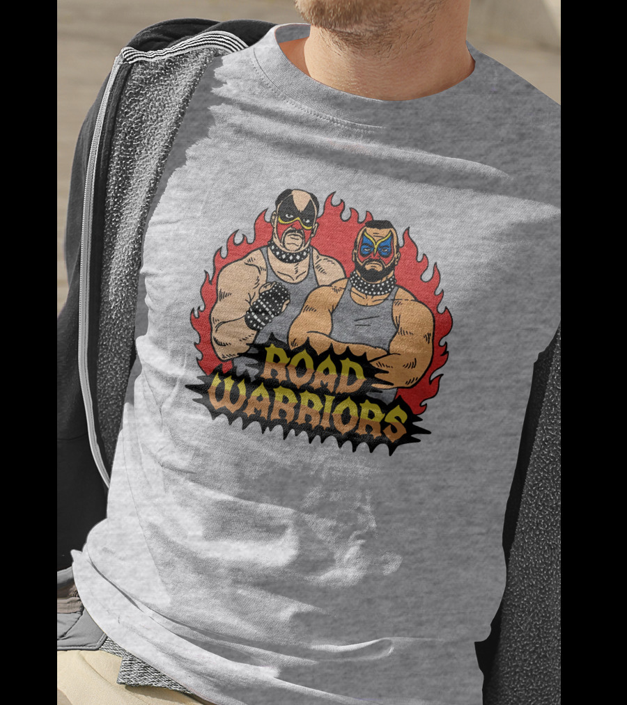 Road Warriors Homage Merch Wrestlers In Flame Background T-Shirt