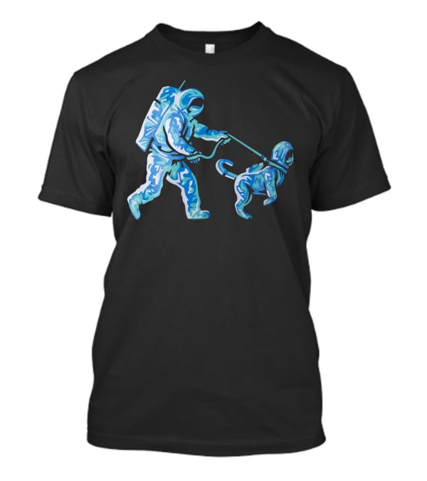 Merch Moon Man Walking Dog In Neon T-Shirt