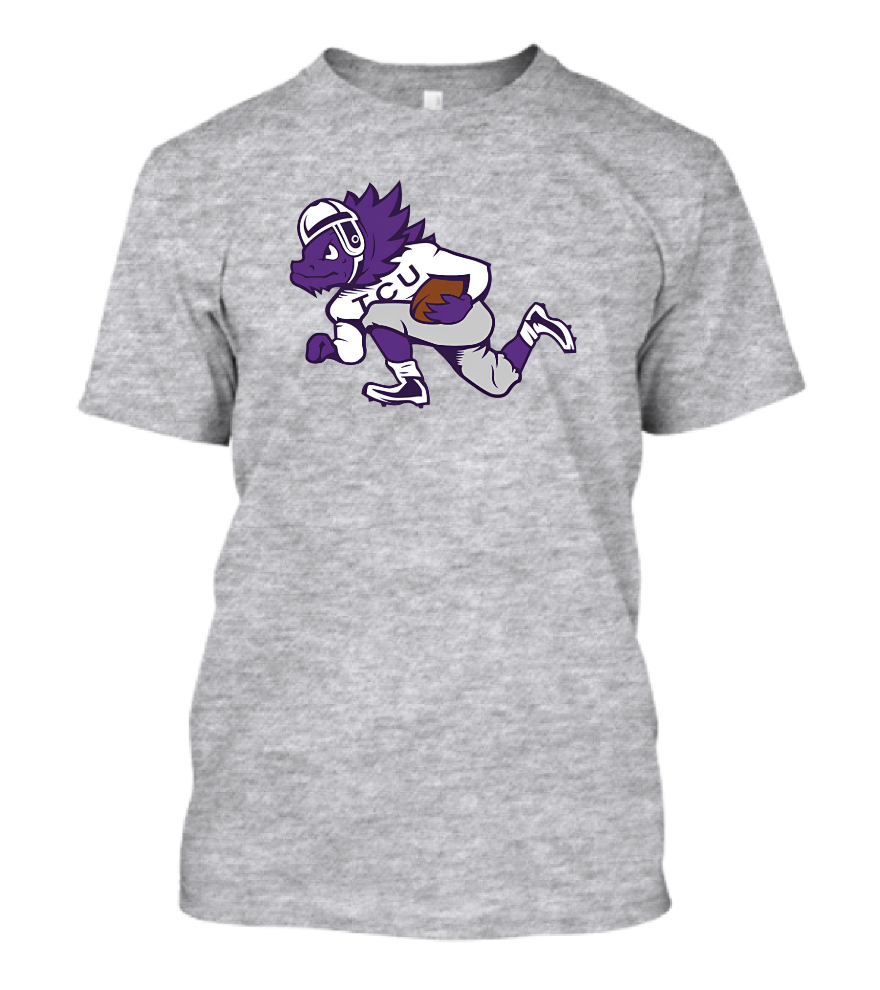Running Horned Frog TCU Football Player In Purple And White Jersey T-Shirt