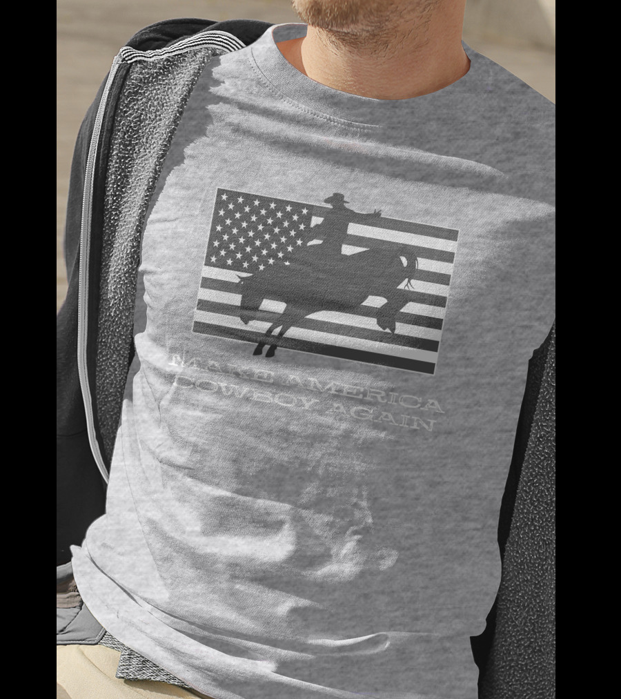 Brittanyandkasi X Kasi Brittany Make America Cowboy Again Riding Silhouette Flag T-Shirt