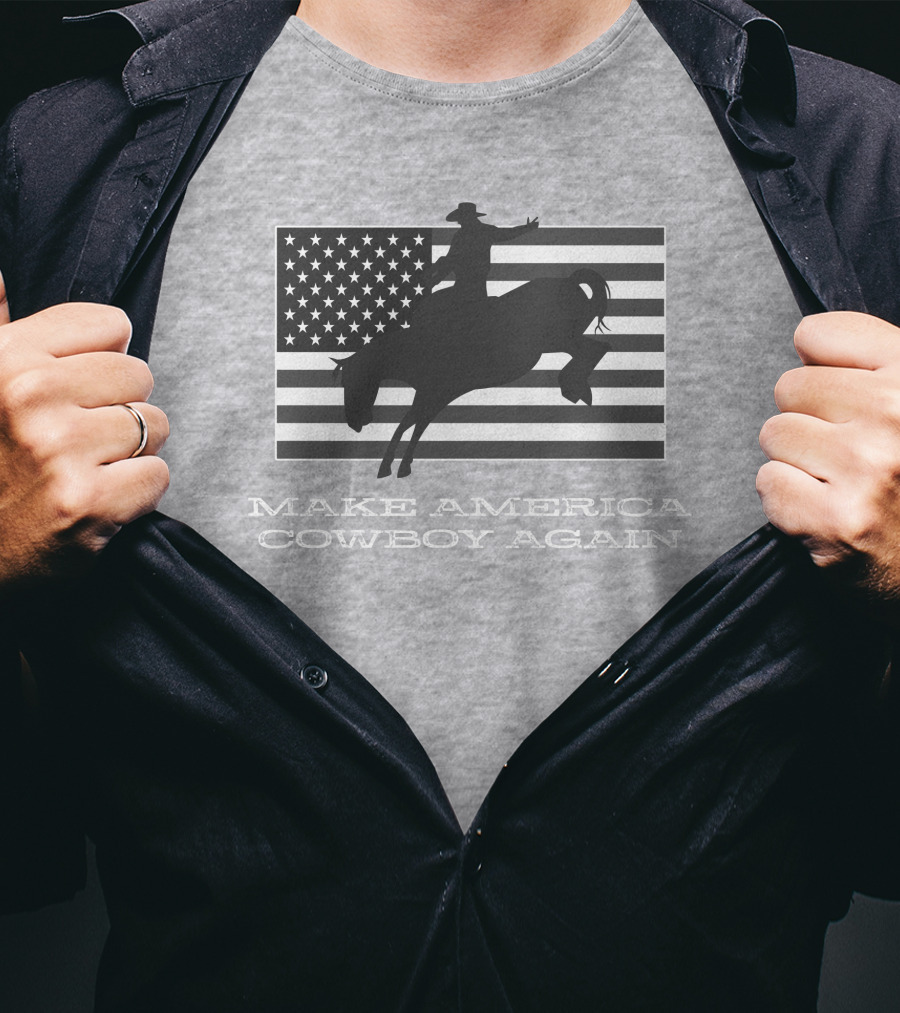 Brittanyandkasi X Kasi Brittany Make America Cowboy Again Riding Silhouette Flag T-Shirt