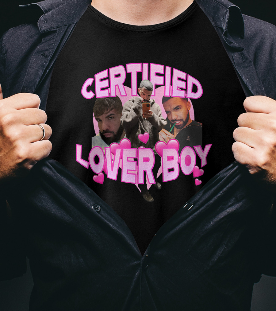 Certified Lover Boy Sad Street Style With Heart Motifs T-Shirt