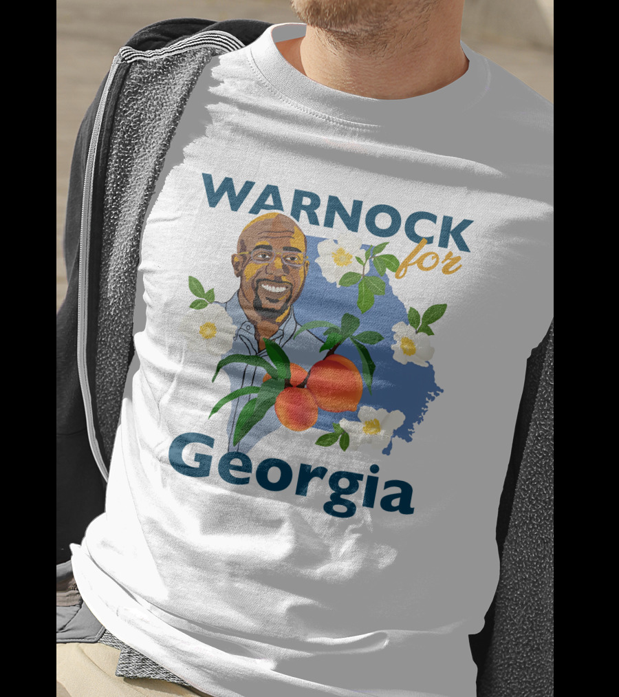 Warnock For Georgia Raphael Warnock Peaches And Blossoms T-Shirt