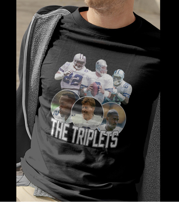 Dak Prescott The Triplets Emmitt Smith Troy Aikman Michael Irvin Dallas Cowboys Legends T-Shirt
