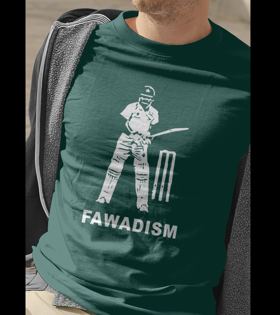 Cricketer Fawadism With Batting Icon And Star Cap T-Shirt