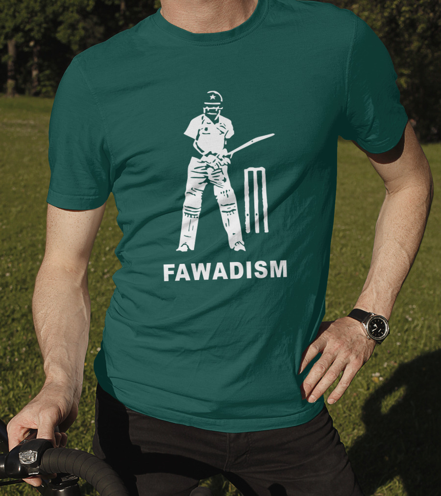 Cricketer Fawadism With Batting Icon And Star Cap T-Shirt