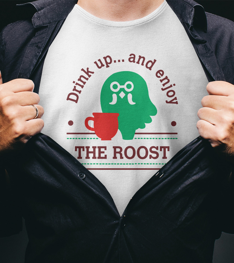 Drink Up And Enjoy The Roost Acpocketnews Owl With Coffee Cup T-Shirt