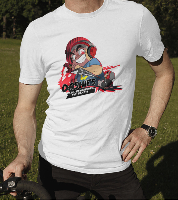 Dashiexp Merch Dashie's Puh-Ranormal Activity Red Headphones Cartoon Character T-Shirt