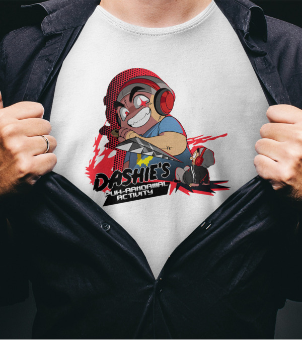 Dashiexp Merch Dashie's Puh-Ranormal Activity Red Headphones Cartoon Character T-Shirt