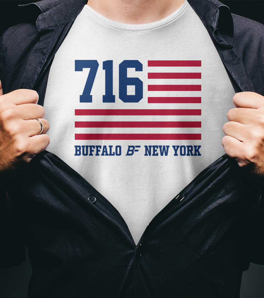 716 Buffalo New York USA Flag T-Shirt