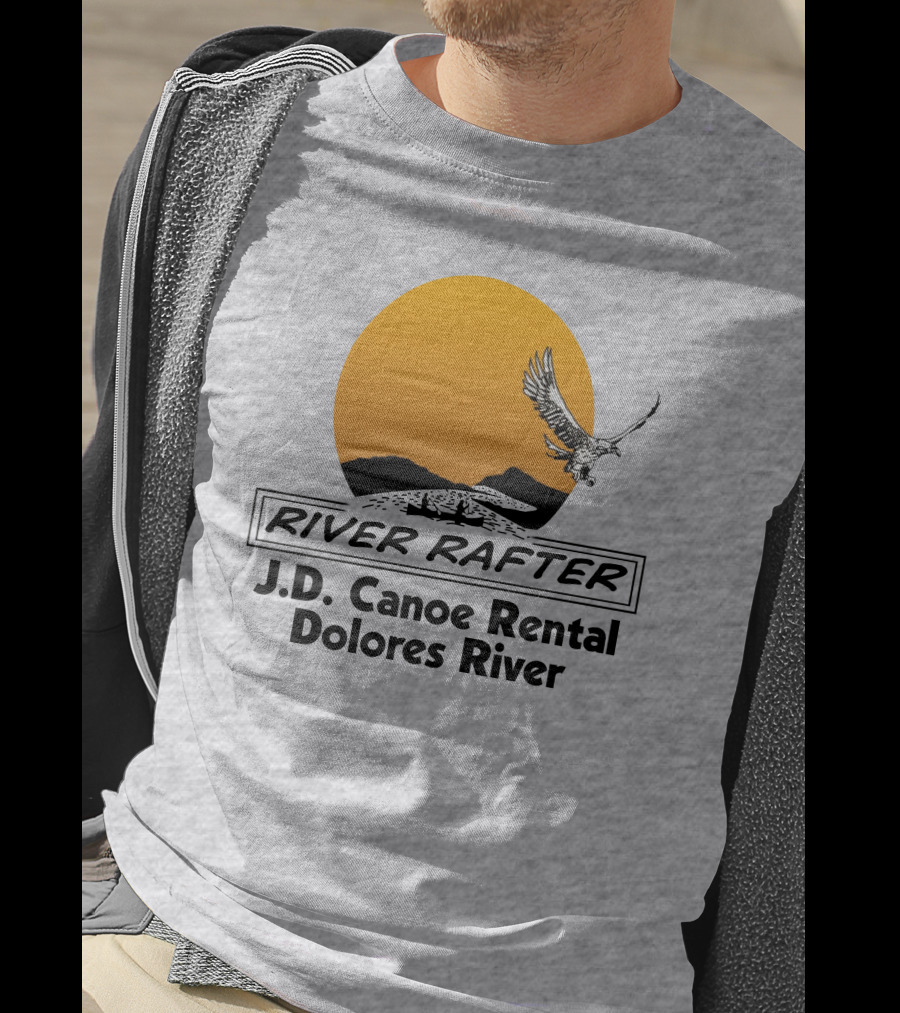 River Rafter J.D. Canoe Rental Dolores River Eagle Sunset T-Shirt