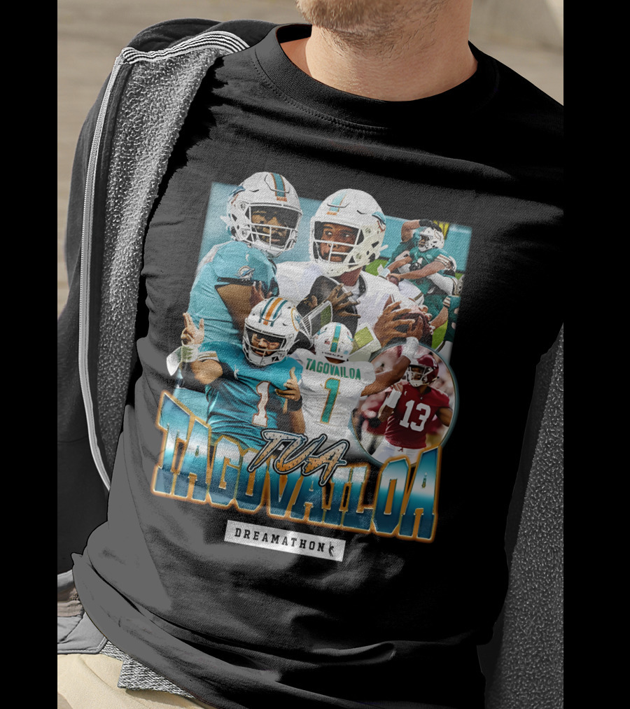 Tua Tagovailoa Dreamathon Quarterback Highlights NFL Football Action T-Shirt
