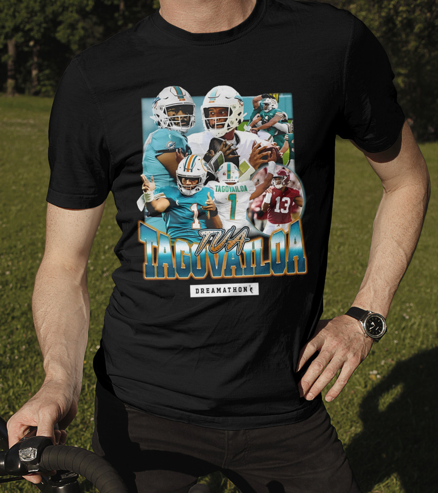 Tua Tagovailoa Dreamathon Quarterback Highlights NFL Football Action T-Shirt