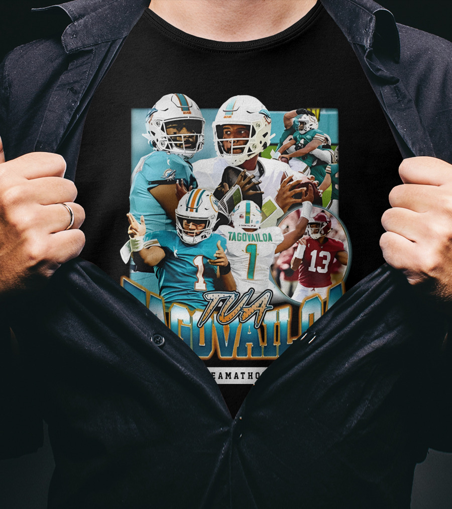 Tua Tagovailoa Dreamathon Quarterback Highlights NFL Football Action T-Shirt