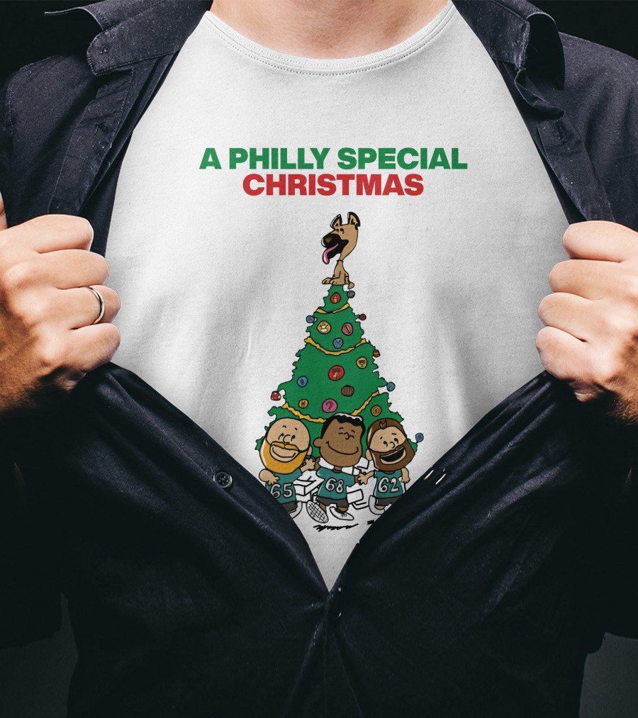 A Philly Special Christmas Festive Tree And Football Trio T-Shirt