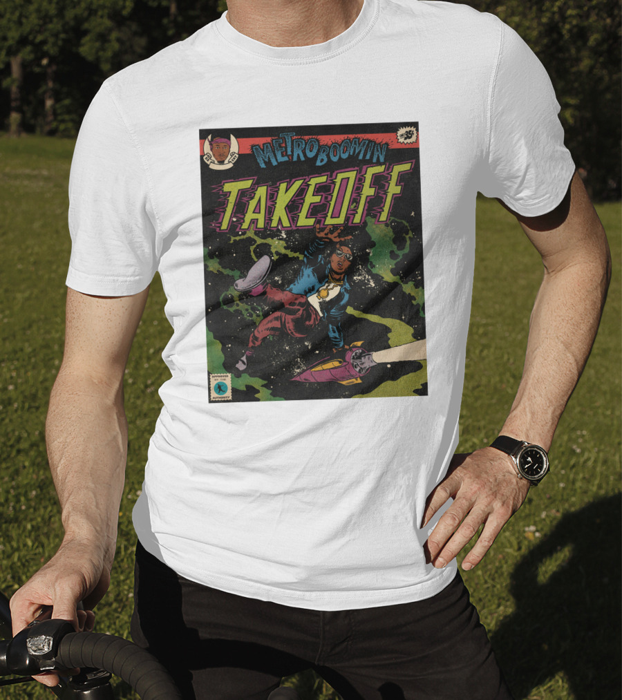 Metro Boomin Takeoff Comic Style Space Adventure T-Shirt