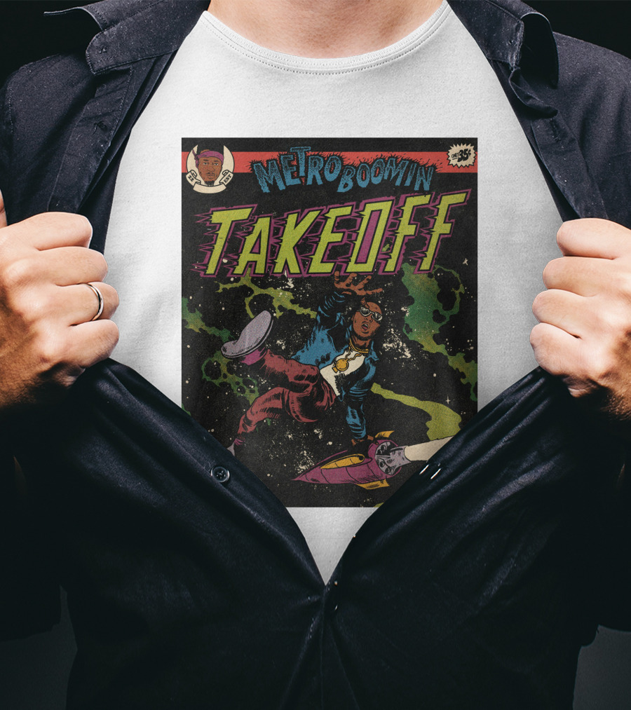 Metro Boomin Takeoff Comic Style Space Adventure T-Shirt